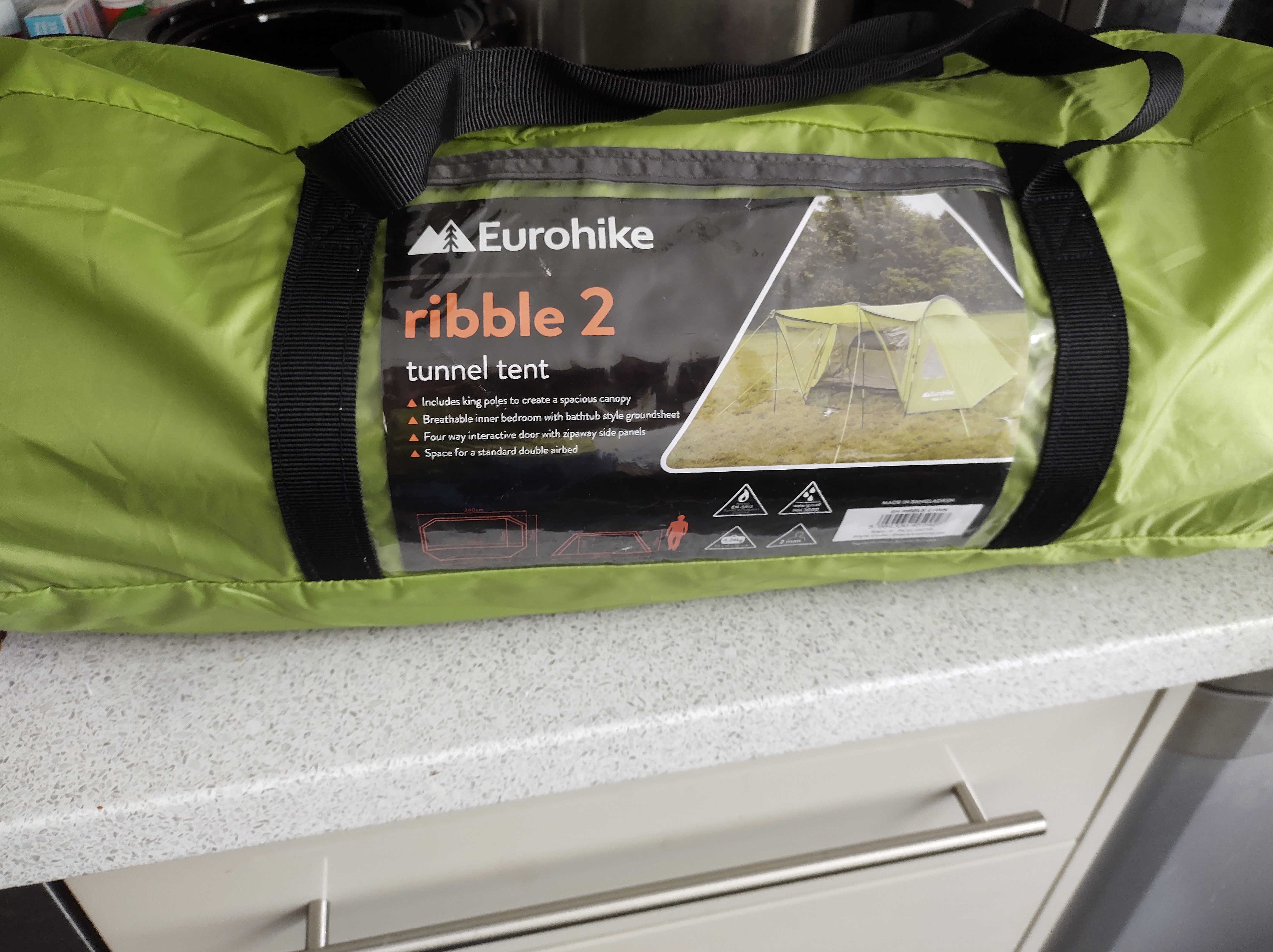 the eurohike ribble 2 in its bag